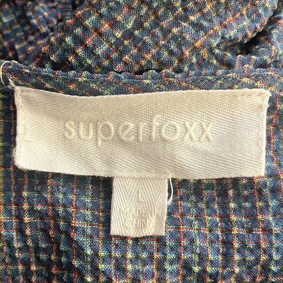 Superfoxx | Hi Low midi puckered prairie dress Women’s size L balloon sleeves - Picture 8 of 11
